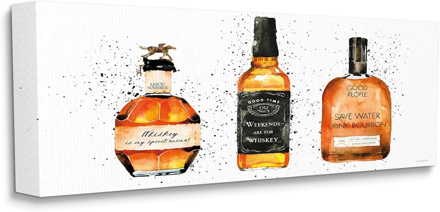Stupell Industries Funny Whiskey Bottles Food & Beverage Painting Gallery Wrapped Canvas Print Wall Art, 24 x 10