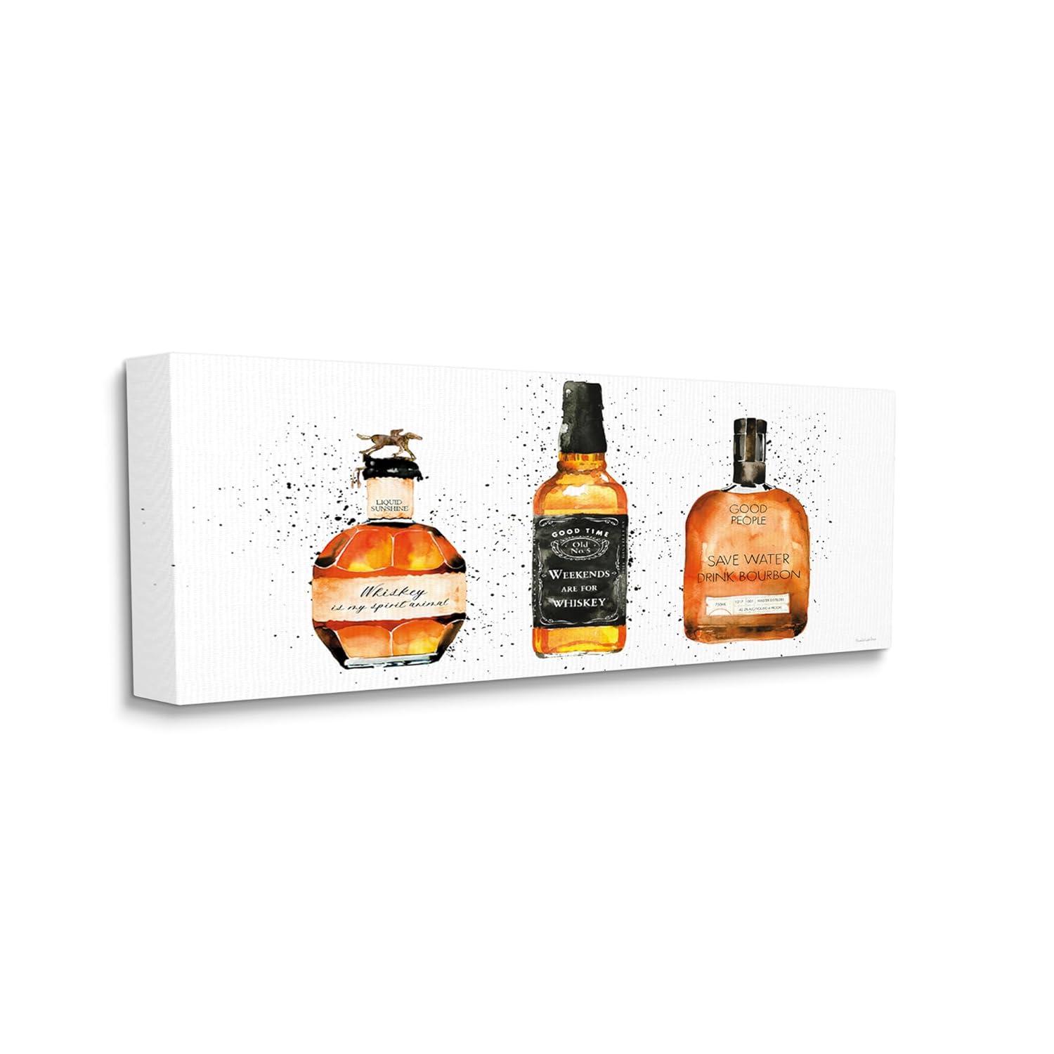 Stupell Industries Funny Whiskey Bottles Food & Beverage Painting Gallery Wrapped Canvas Print Wall Art, 24 x 10
