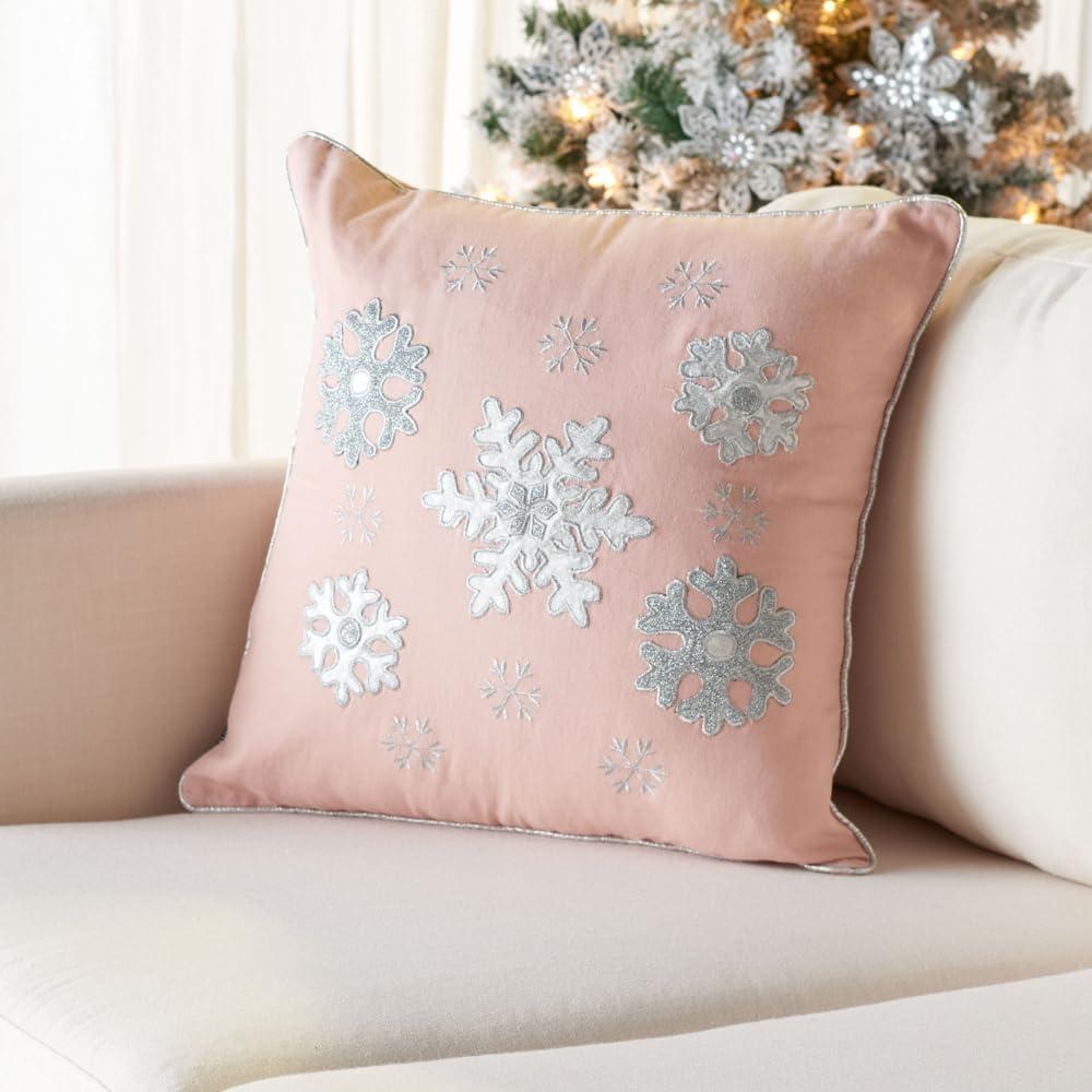 Embroidered Reversible Throw Pillow