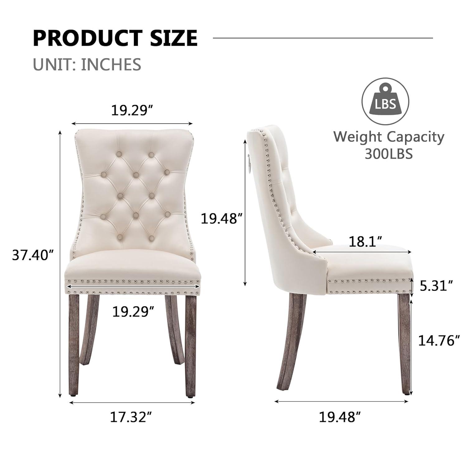 SoarFlash Velvet Dining Chairs Set of 4, Tall Back Side Chair, Modern Upholstered High-end Tufted Side Chair with Button Back Ring, Solid Wood Legs (Beige)