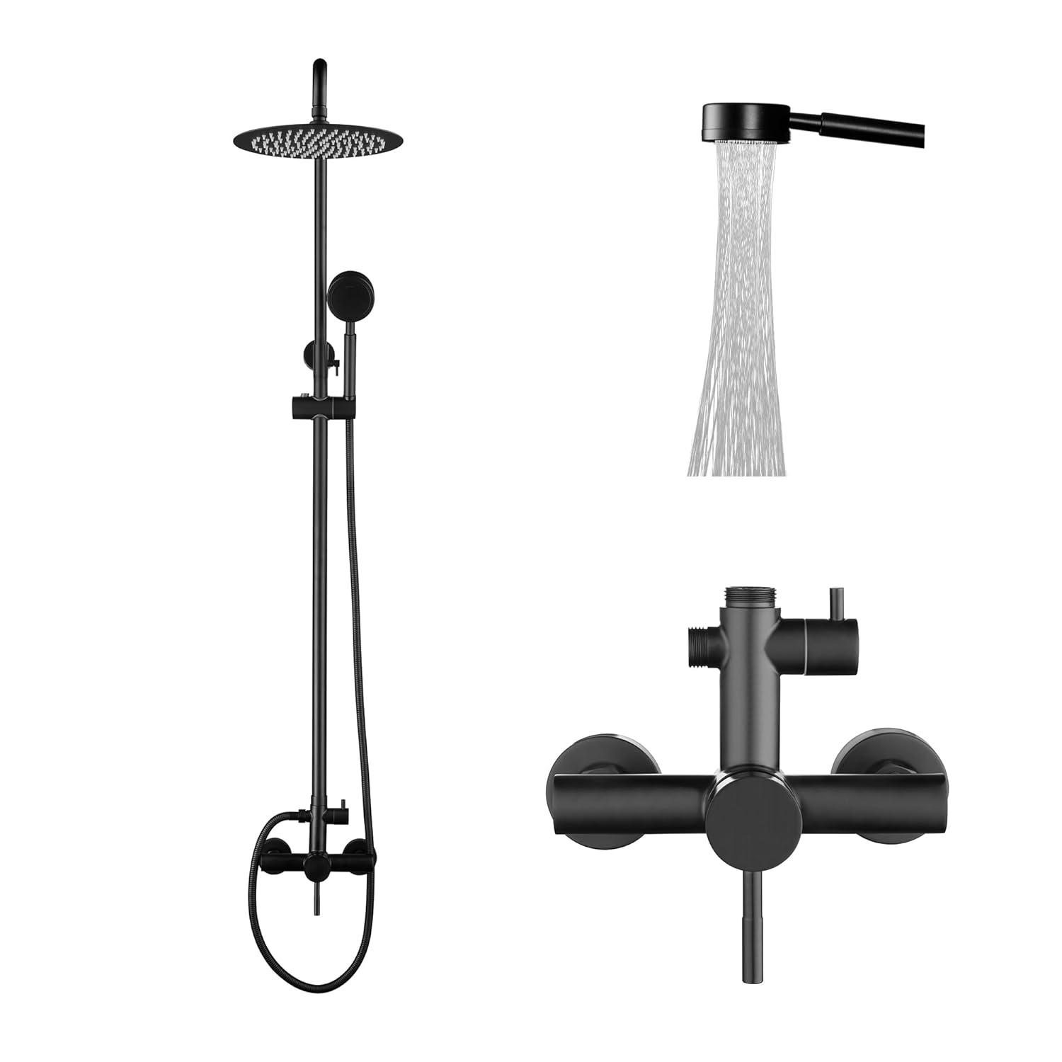Outdoor Shower Fixture SUS304 Shower Faucet Combo Set Stainless Steel 8 Rainfall Shower Head