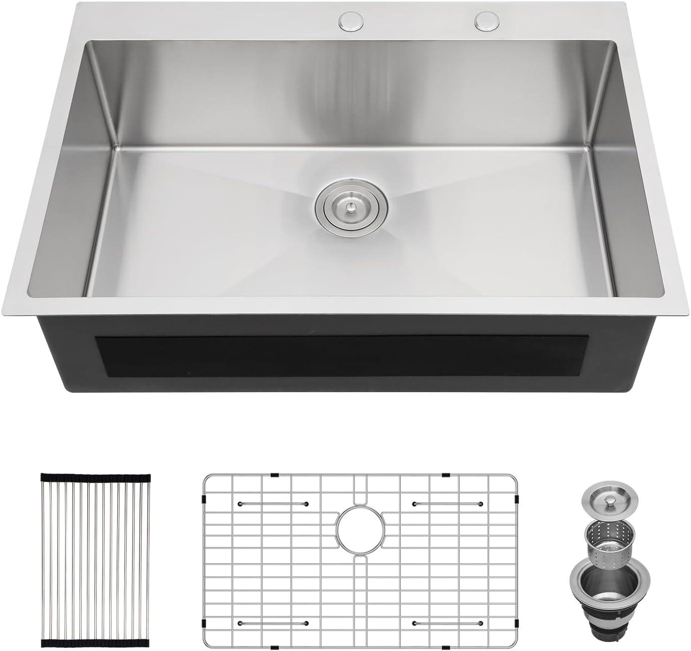 Brushed Stainless Steel Undermount Single Bowl Kitchen Sink