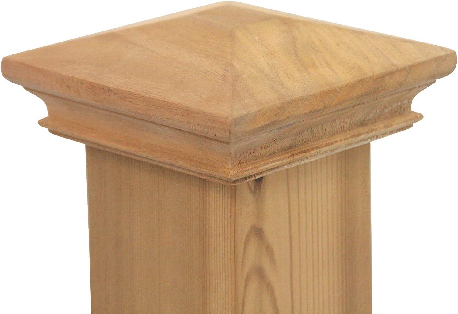 4x4 Traditional Wood Pyramid Post Cap by Captiva - One-Piece Miterless - 3/8" Extended Lip - (3-1/2" x 3-1/2")