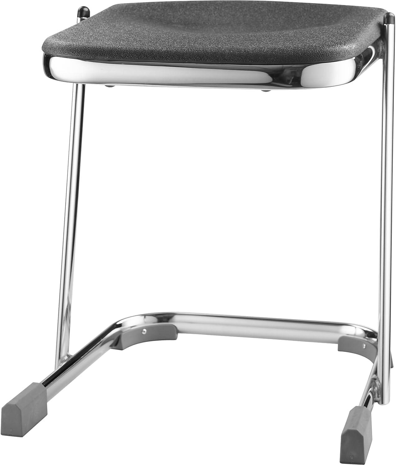 ErgoComfort 20" Black Metal Laboratory Backless Stool