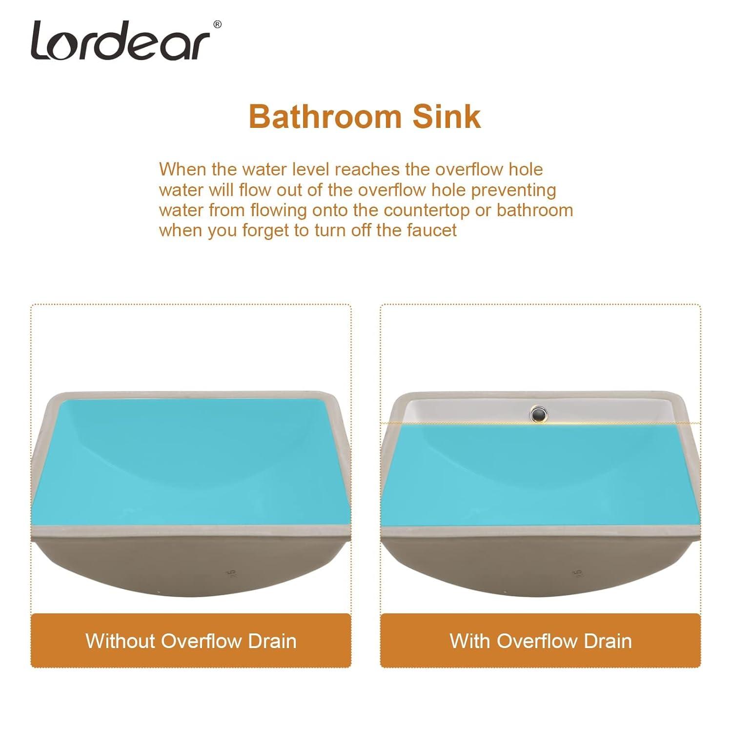 18" L x 14" W Undermount White Ceramic Rectangle Sink Under Counter Basin Bathroom Sink