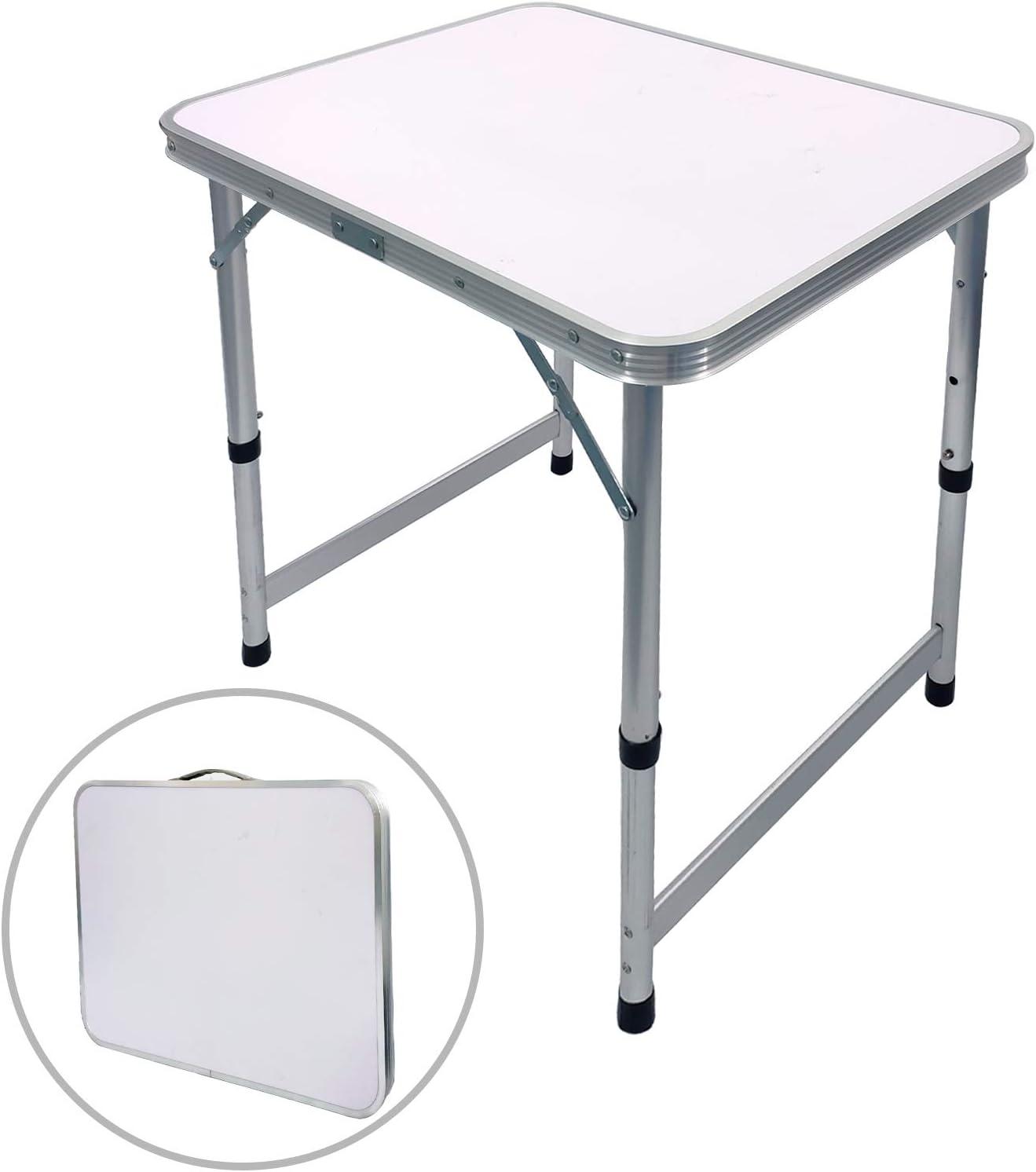 White Aluminum Foldable Camping Table with Adjustable Height