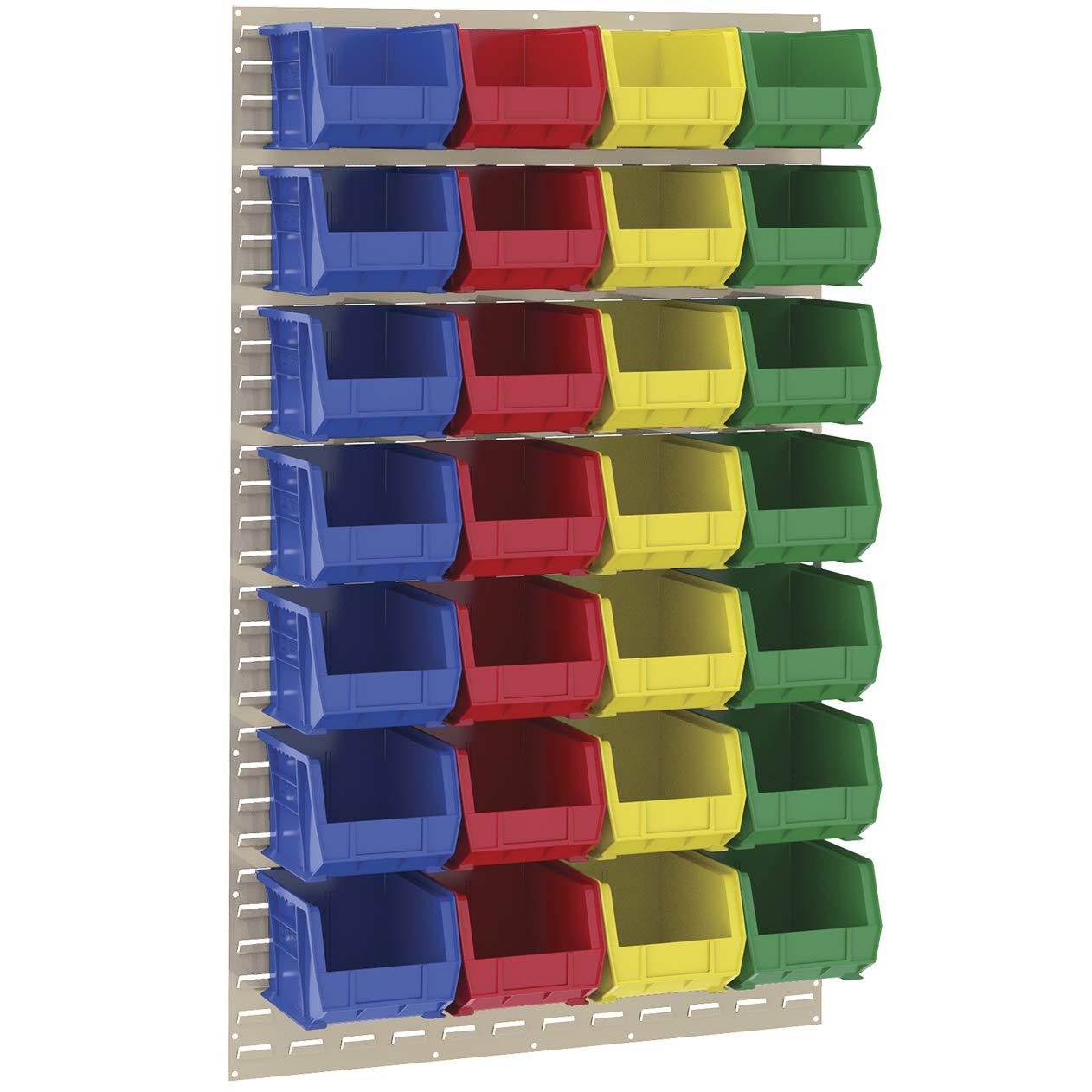 Red Stackable Plastic Storage Bin with Divider Slot