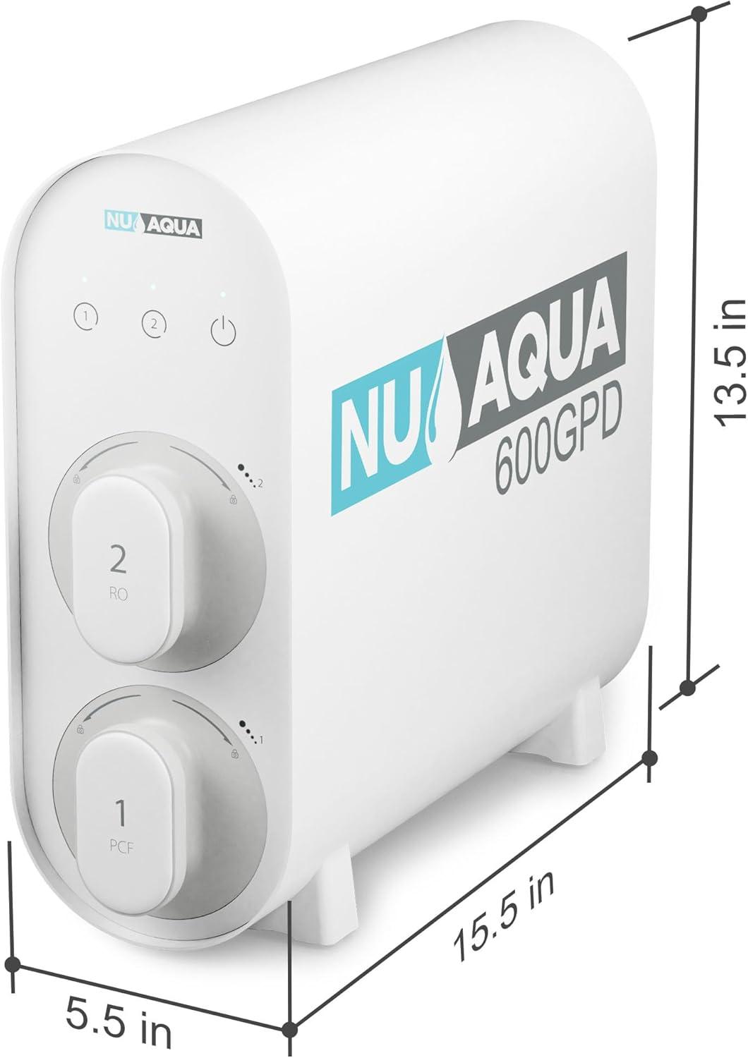 NU Aqua Tankless Reverse Osmosis System - 7 Stage Under Sink Reverse Osmosis Water Filter System - 2:1 - LED Kitchen Countertop Smart Faucet - 600 GPD Tankless RO Water Filtration System Under Sink