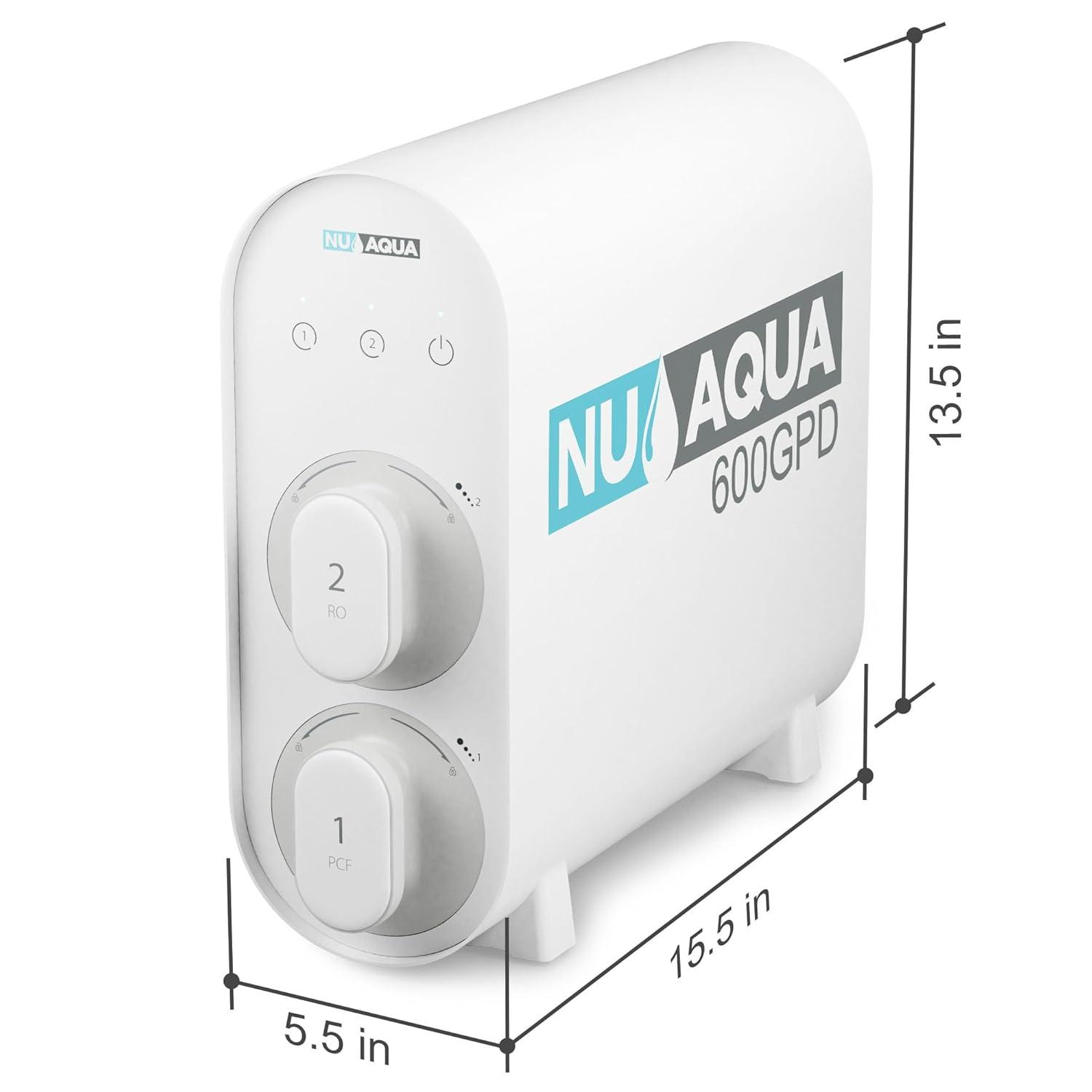 NU Aqua Tankless Reverse Osmosis System - 7 Stage Under Sink Reverse Osmosis Water Filter System - 2:1 - LED Kitchen Countertop Smart Faucet - 600 GPD Tankless RO Water Filtration System Under Sink