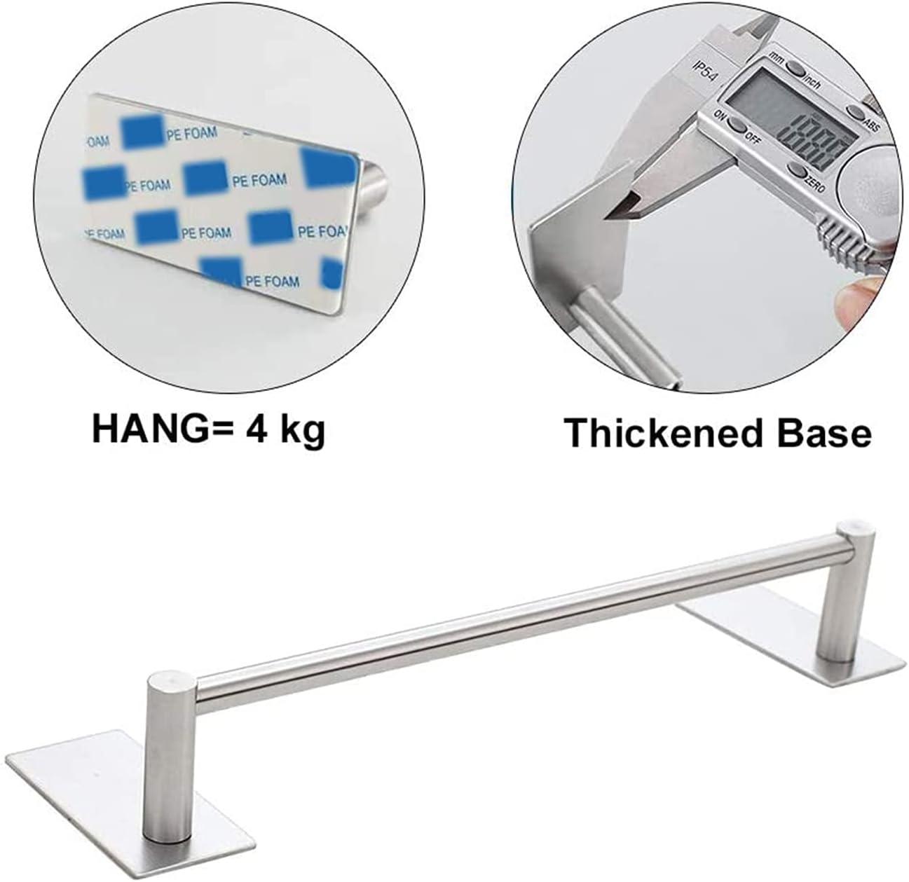 NearMoon Self Adhesive Bathroom Towel Bar- Stainless Steel Bath Wall Shelf Rack Hanging Towel Stick On Sticky Hanger Contemporary Style, NO Drilling (1 Pack, Brushed Nickel, 27-Inch Towel Rack)