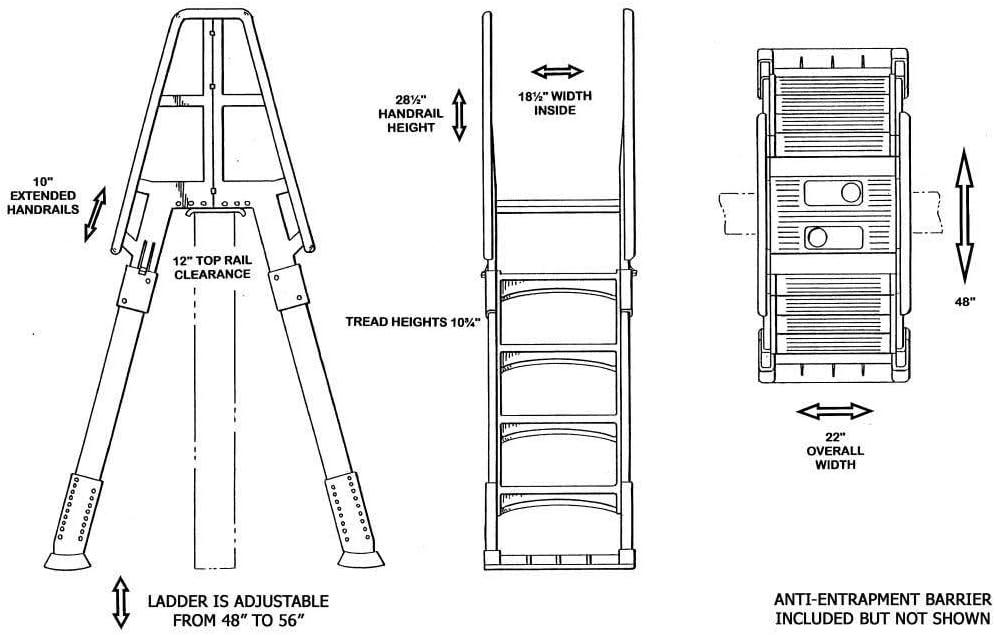 Vinyl Works SLA A Frame Above Ground Pool Ladder Steps with Slide Lock Barrier