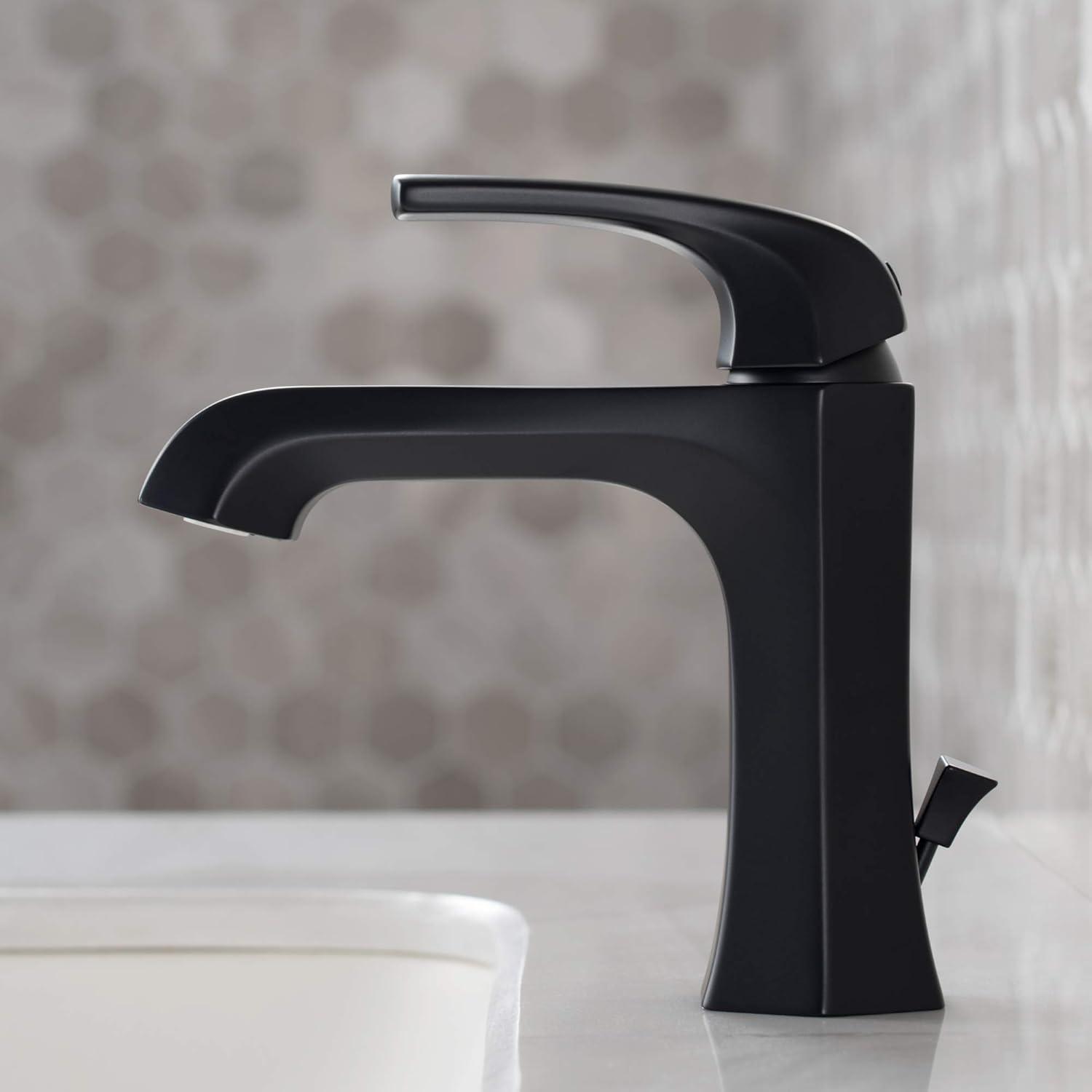 Esta Art Deco Inspired Matte Black Single Handle Bathroom Faucet