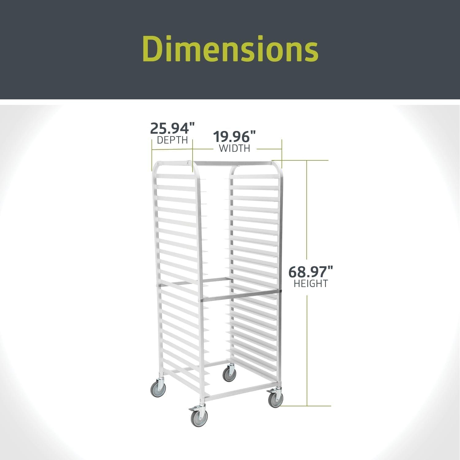 20-Tier Stainless Steel and Aluminum Bun Pan Rack with Swivel Casters