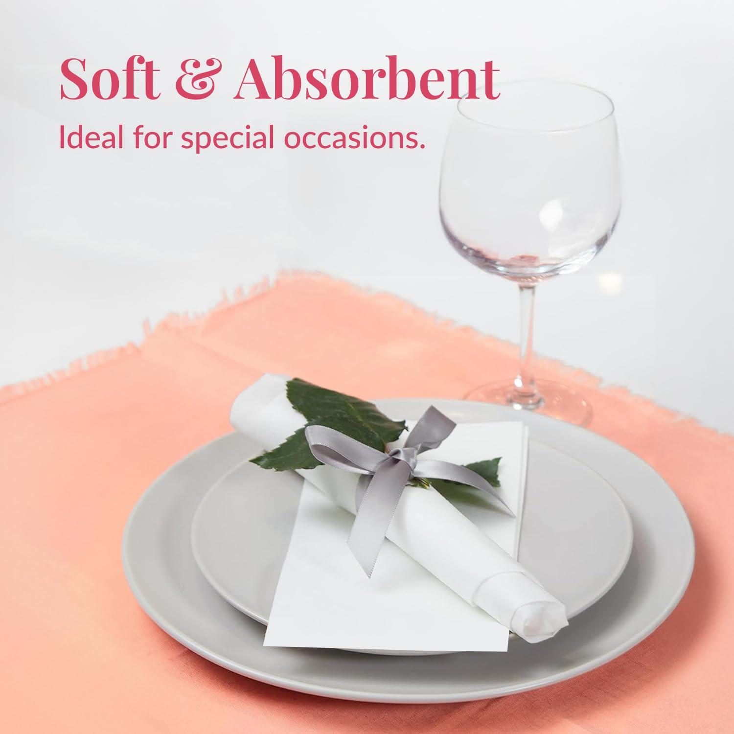 Prestee Feel Disposable Napkins-50 Linen, White