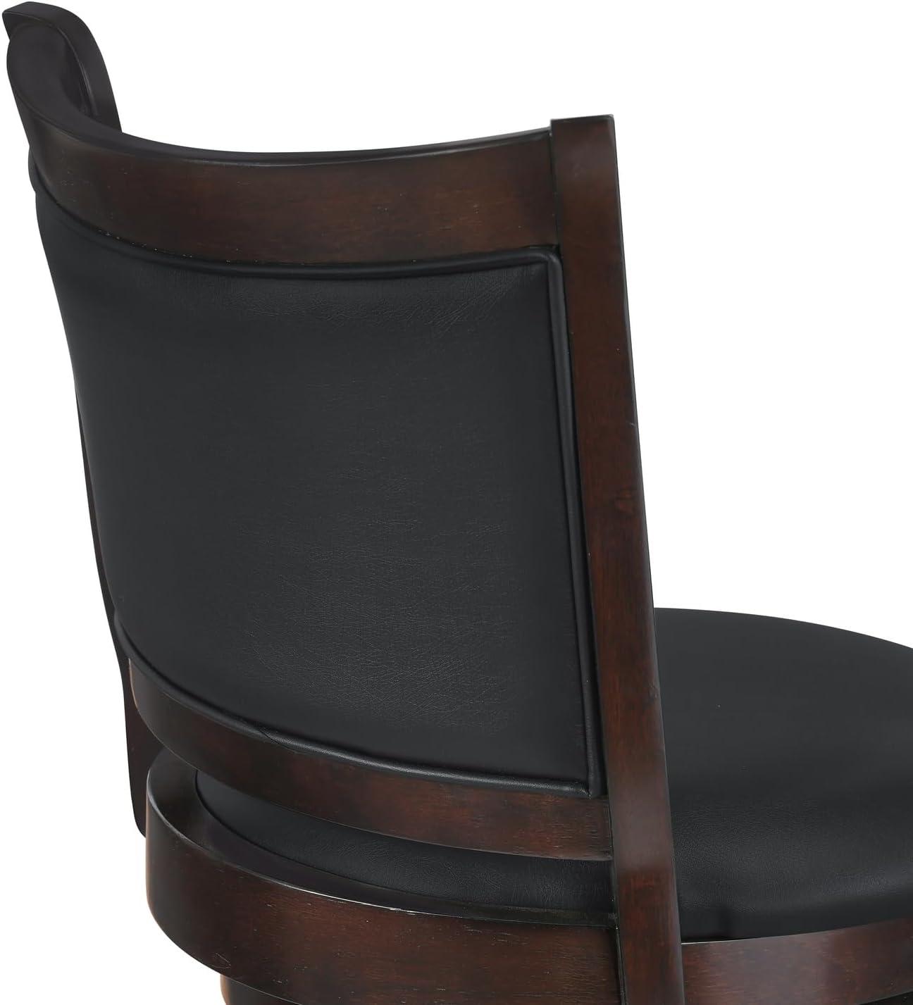 New Classic Furniture, Bristol Wood Swivel Bar Stool with PU Seat in Dark Brown, Brown