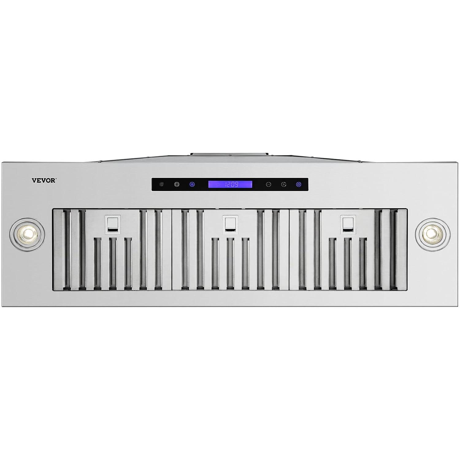 VEVOR 36" 900 CFM 4 Speed Ducted Insert Range Hood with Charcoal Filter and Light