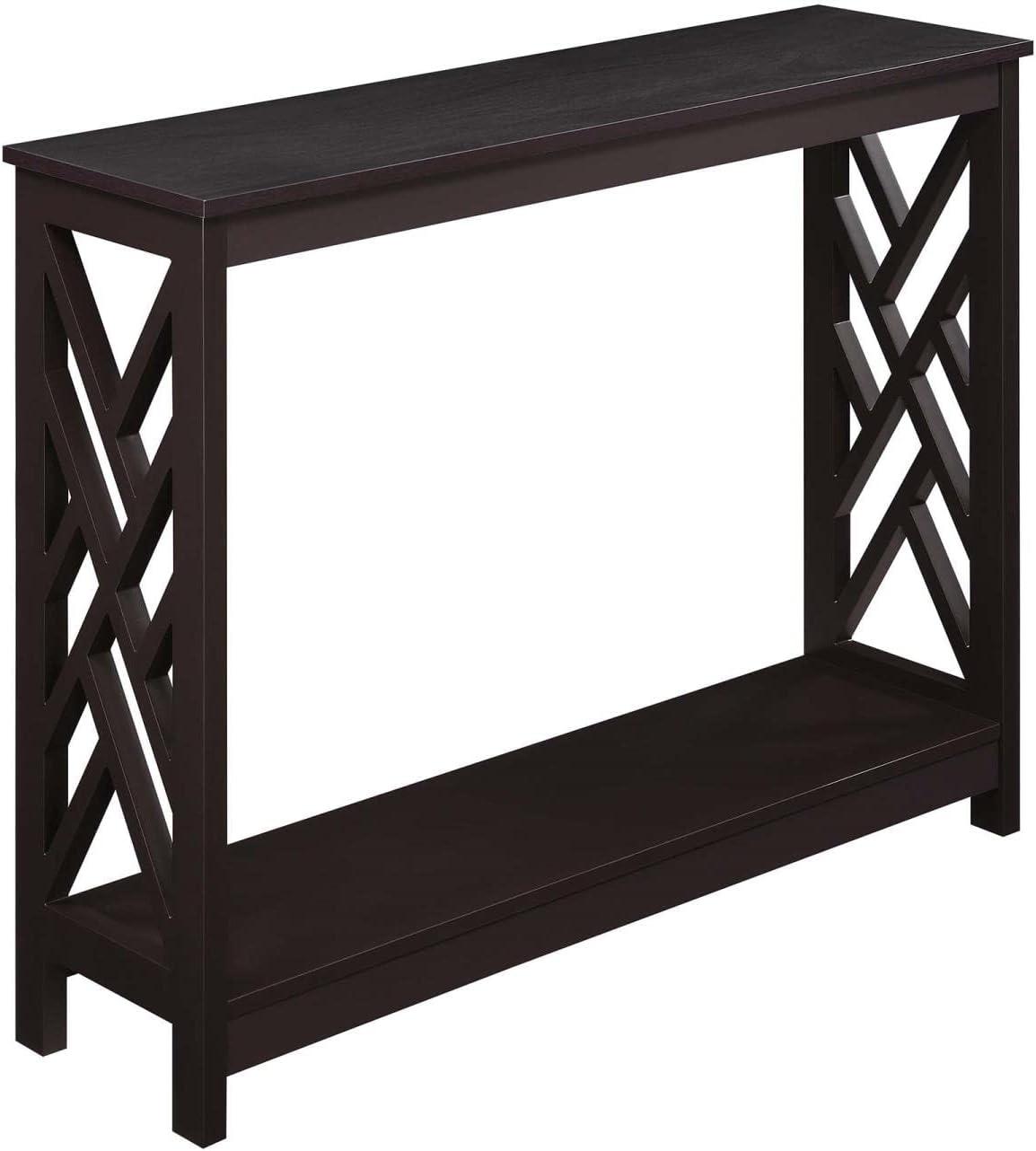 Espresso Finish Sleek 40" Transitional Wood Console Table with Shelf