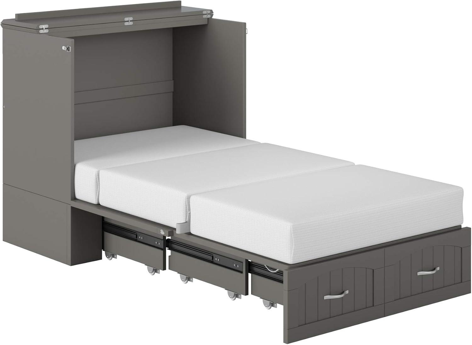 AFI Southampton Twin XL Size Modern Wood Murphy Bed Chest, Gray