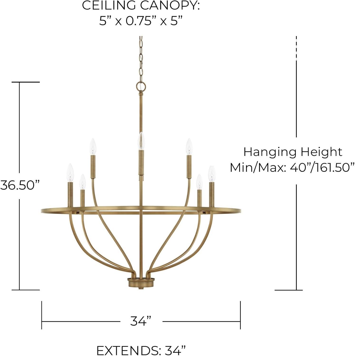 Greyson Aged Brass 8-Light Candle Chandelier