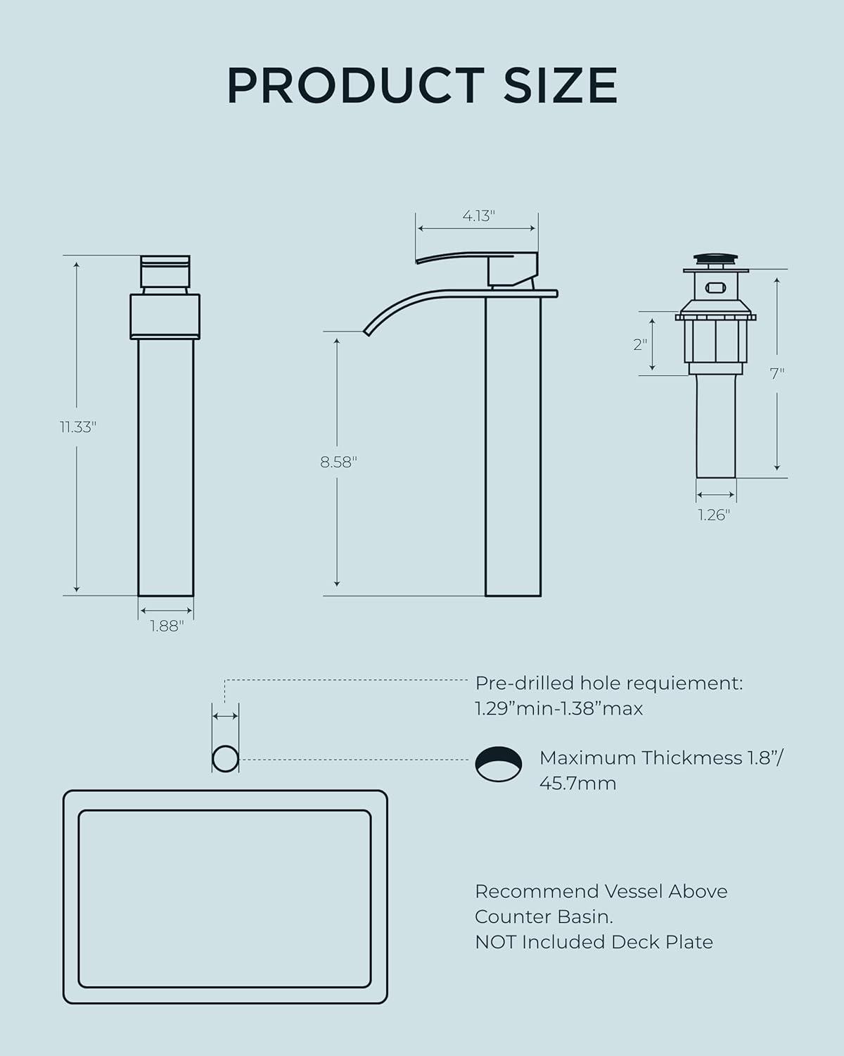 Brushed Nickel Tall Stainless Steel Waterfall Bathroom Faucet