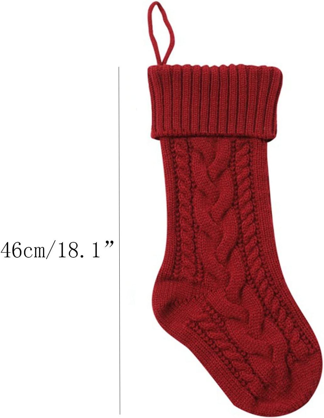 Dengmore Christmas Stockings 18 Inches Knitted Christmas Stockings Fireplace Hanging Gift Bags Monogram Xmas Stockings for Kids Family Holiday Party Decoration