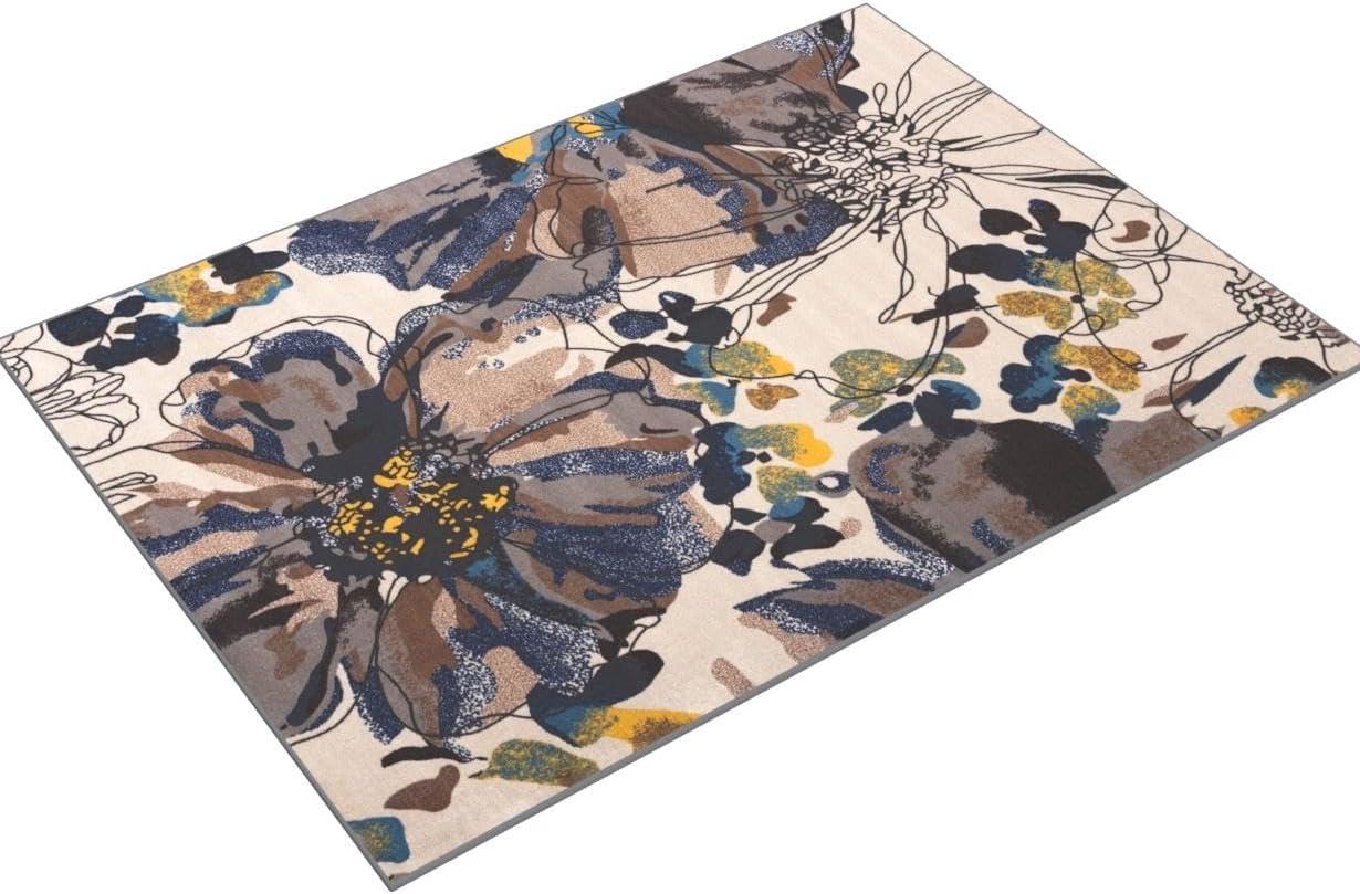 World Rug Gallery Modern Bright Flowers Non-Slip Area Rug