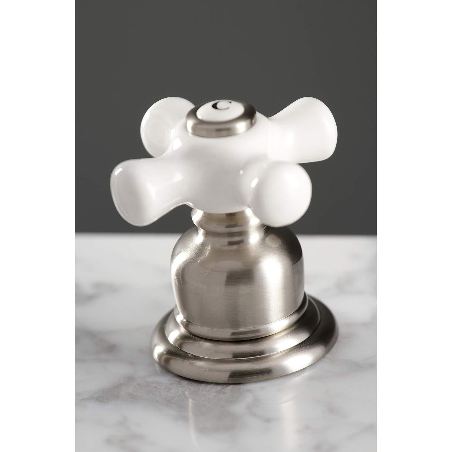 Kingston Brass American Classic Two-Handle 3-Hole Deck Mount Widespread Bathroom Faucet with Pop-Up Drain