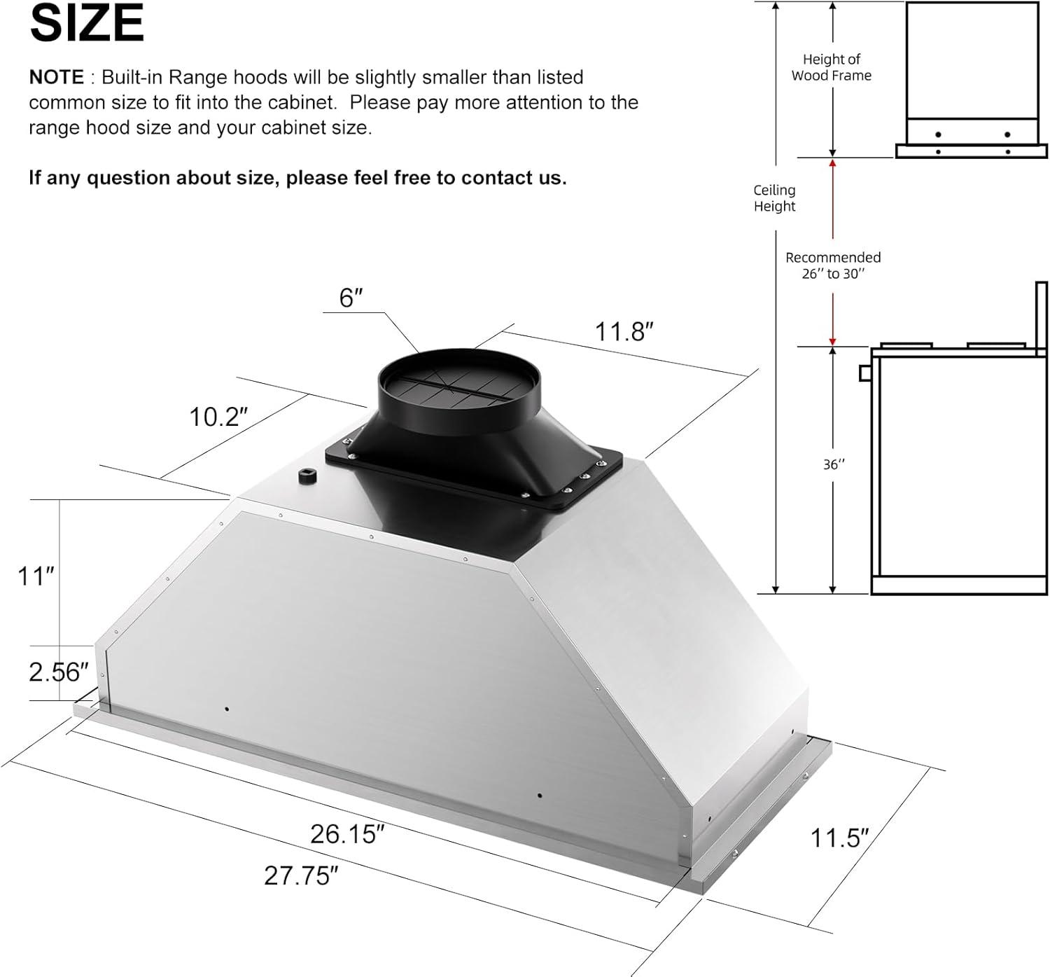 30-Inch Stainless Steel Convertible Range Hood with Charcoal Filter