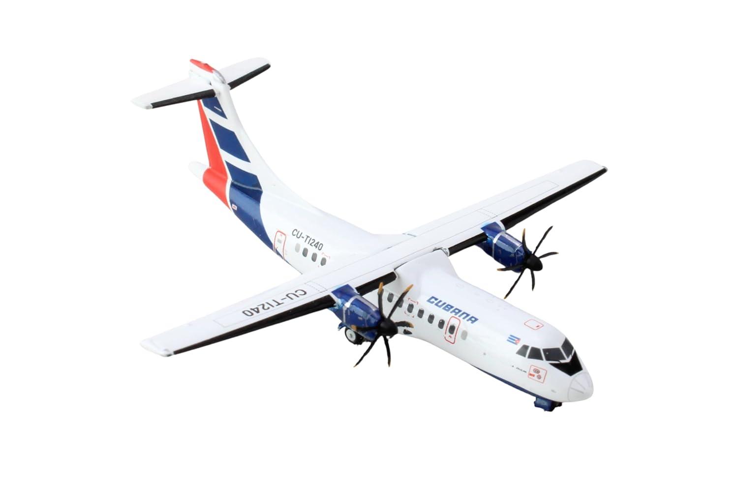 ATR 42-500 Commercial Aircraft "Cubana Airlines" White with Red and Blue Stripes 1/400 Die Cast Model Airplane by GeminiJets