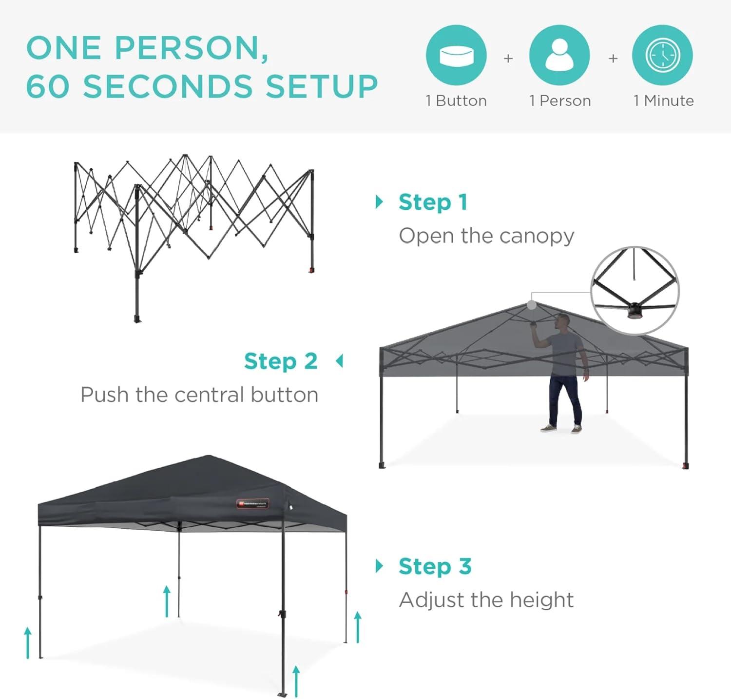 Best Choice Products 10 Ft. W x 10 Ft. D Steel Pop-Up Canopy