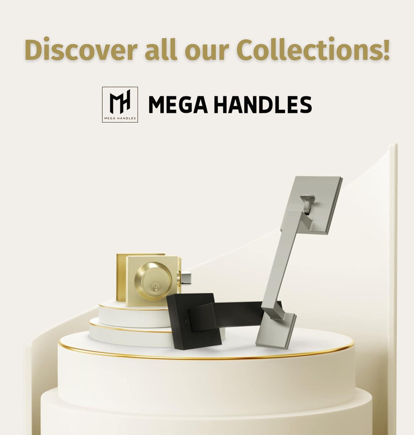 Mega Handles ROBELL Reversible Entry Door Lever and Single Cylinder Deadbolt Lock Combo Pack | Modern Keyed Lever