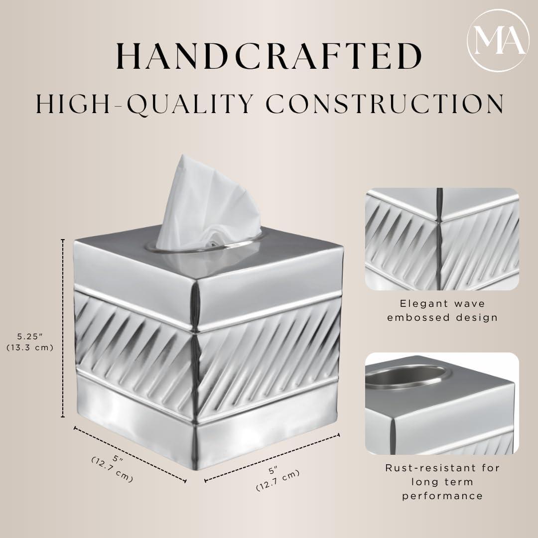 Wave Embossed Metal Tissue Box Cover