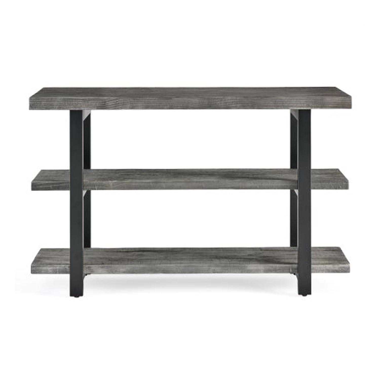 Alaterre Furniture Pomona 48" Industrial Metal and Solid Wood Media/Console Table, Living Room Furniture,  Slate Gray