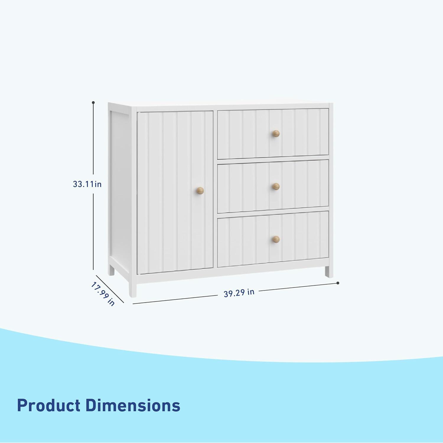 White GREENGUARD Certified 3-Drawer Combo Nursery Dresser