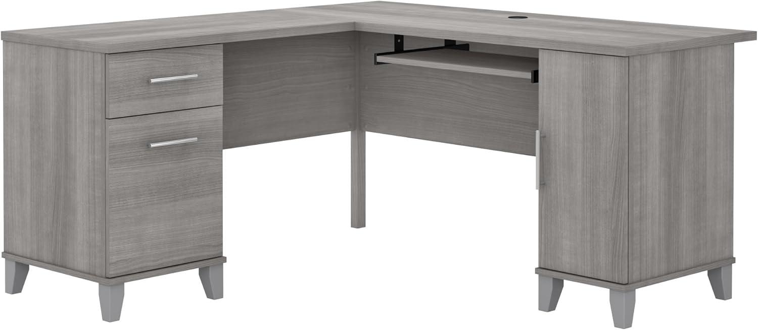 Bush Furniture Somerset 60" L Shaped Desk with Storage, Platinum Gray