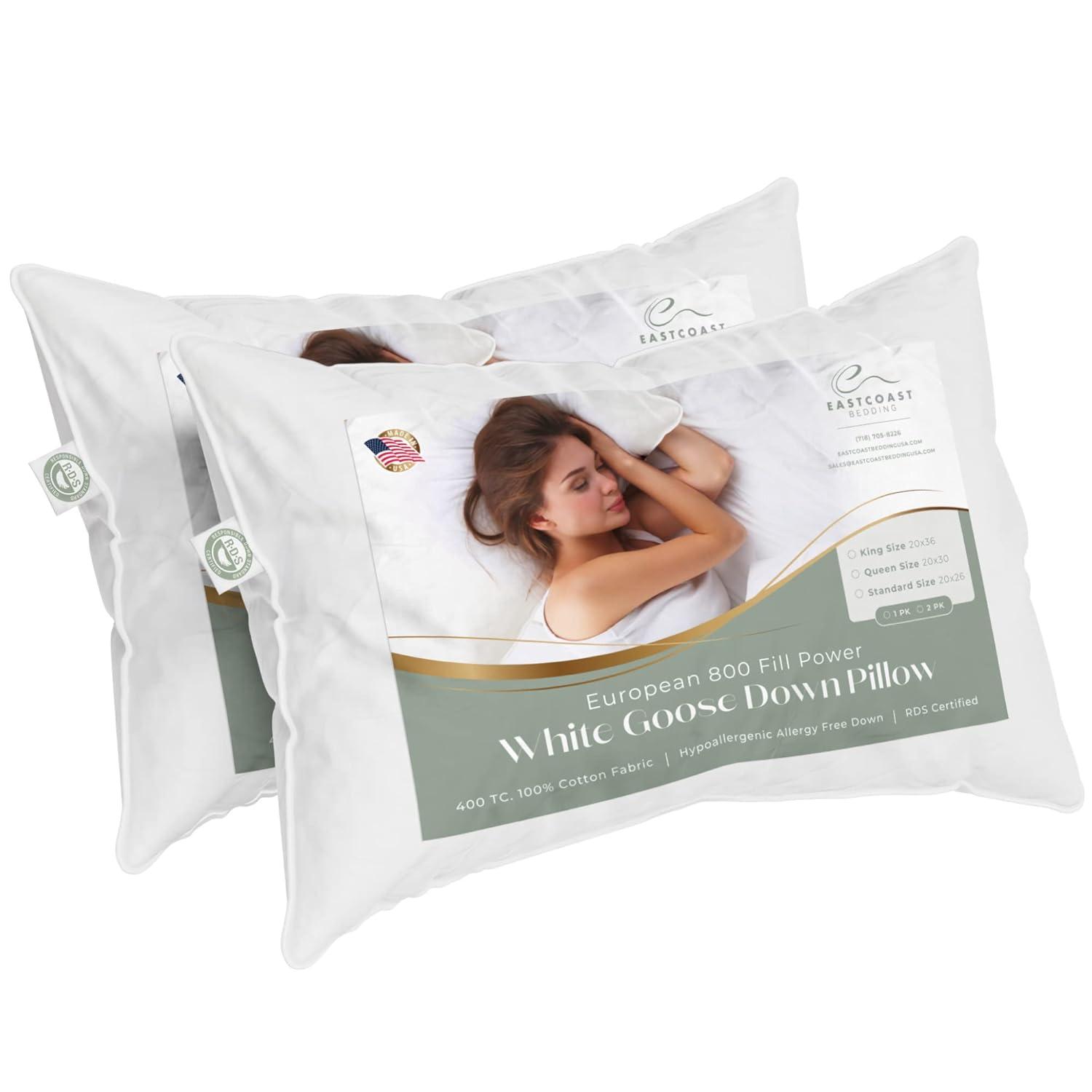 East Coast Bedding Down Medium Pillow (Set of 2)