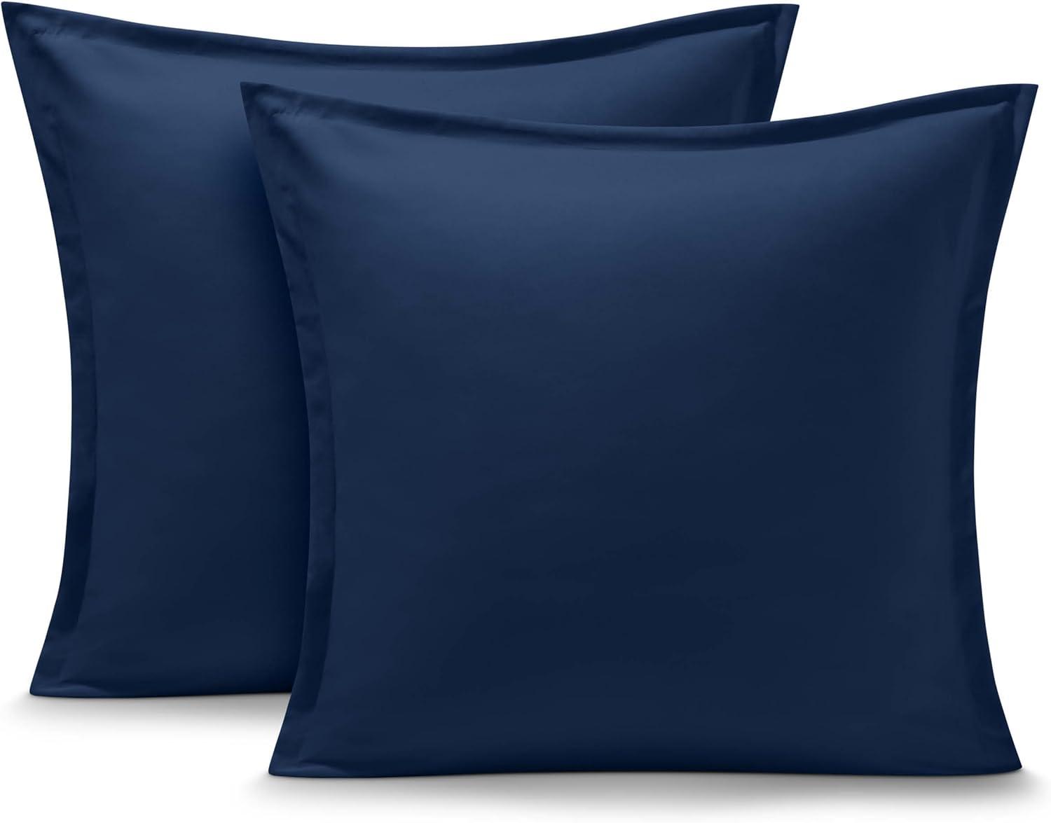 Dark Blue Euro Hypoallergenic Microfiber Pillow Sham Set