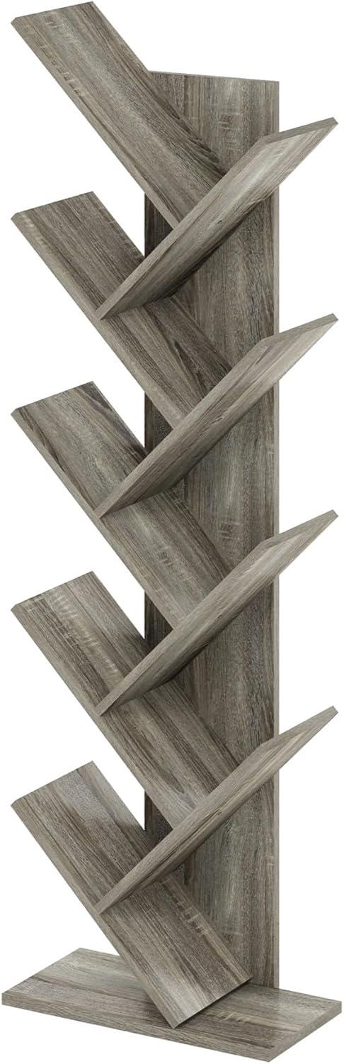 Furinno Tree Bookshelf 9-Tier Bookcase Floor Standing Book Rack Display Stand,French Oak