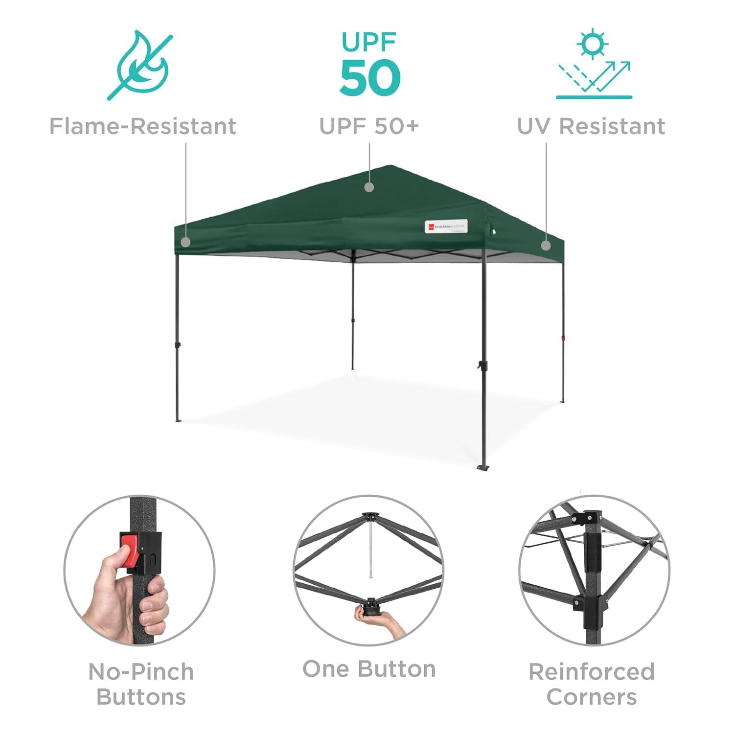 Best Choice Products Best Choice Products Easy Setup Pop Up Canopy W/ 1-Button Setup, Wheeled Case, 4 Weight Bags