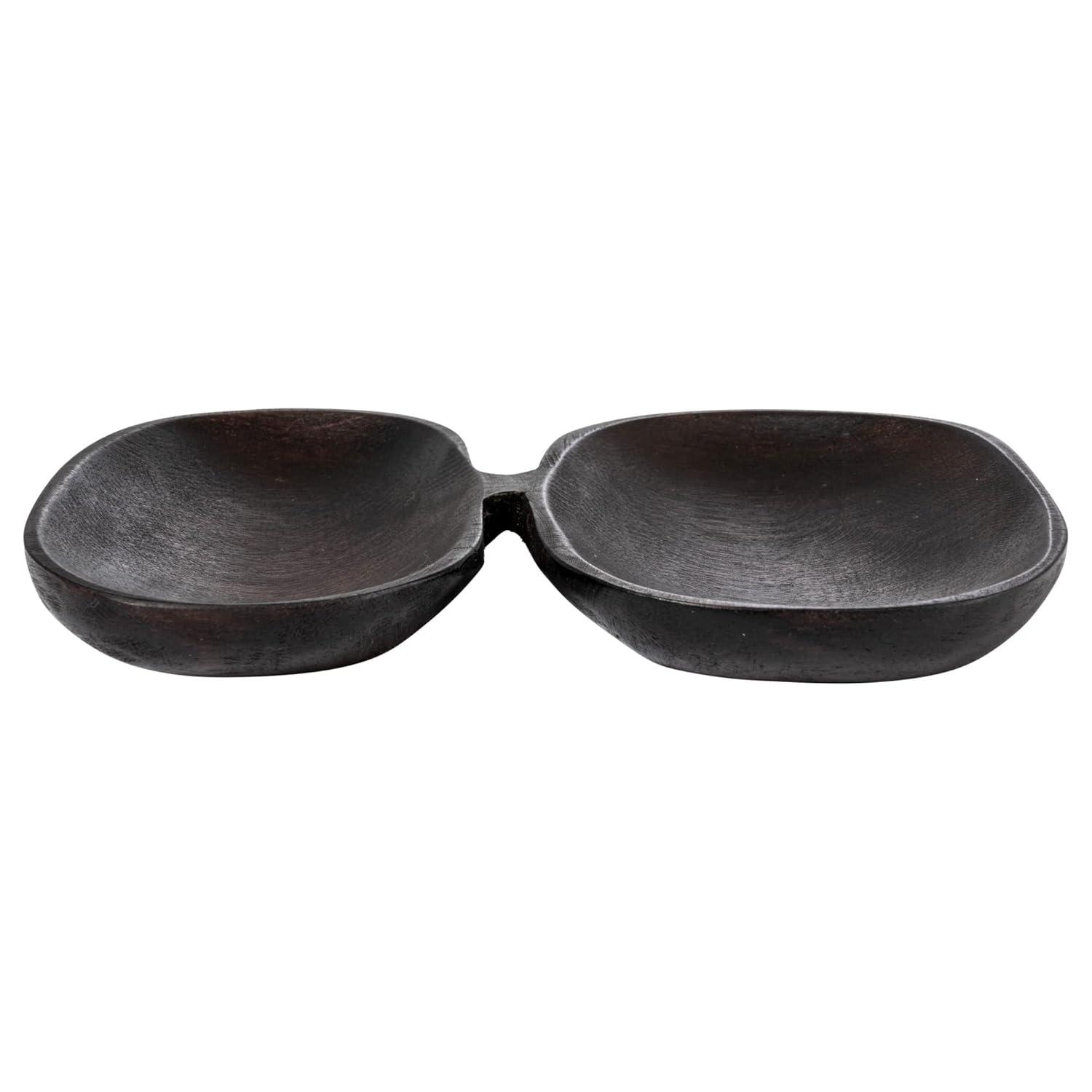 Bloomingville Modern Wood Serving Dish with 2 Sections, Brown