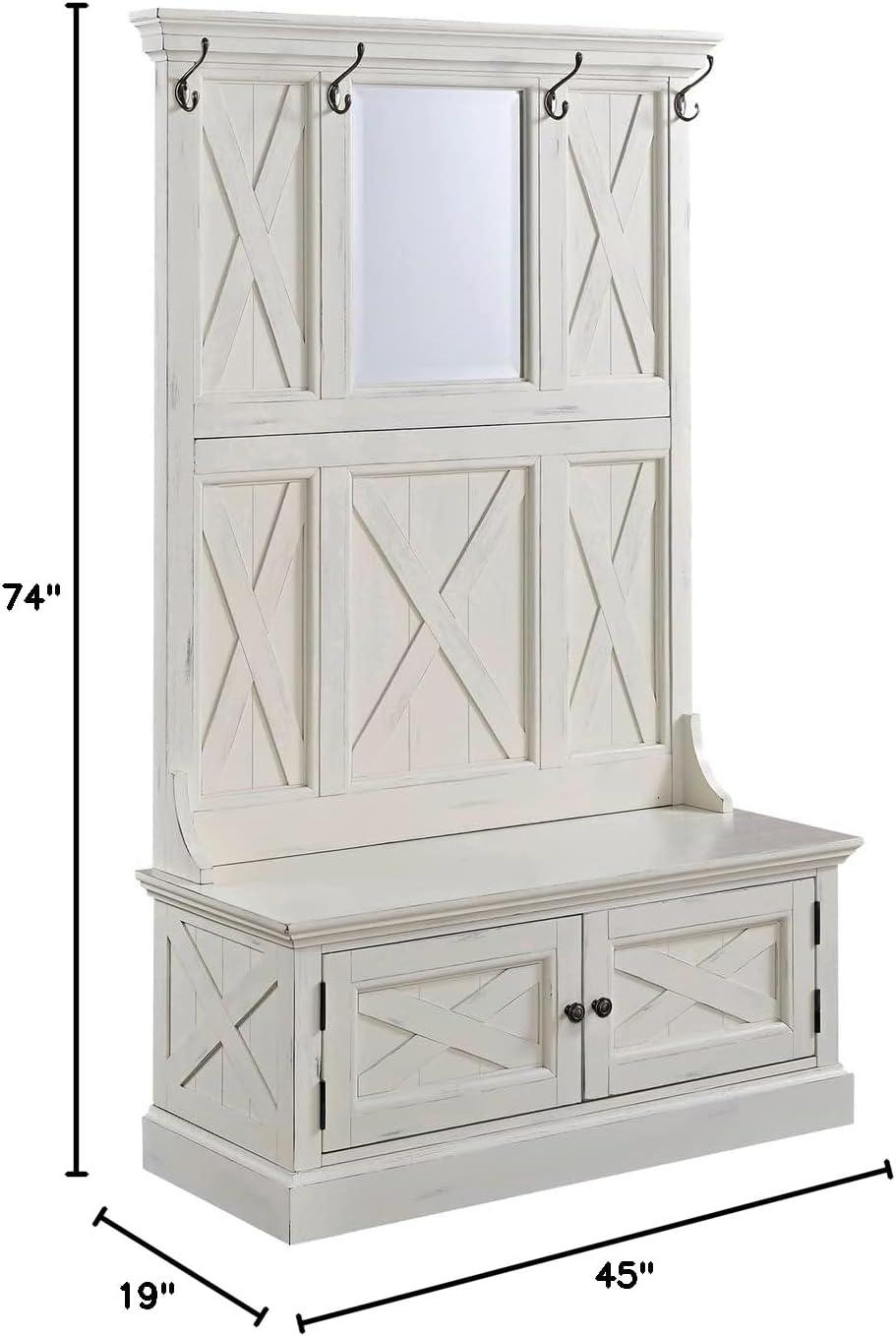 Seaside Lodge Hall Tree White - Home Styles: Mudroom Storage with Bench & Coat Hooks