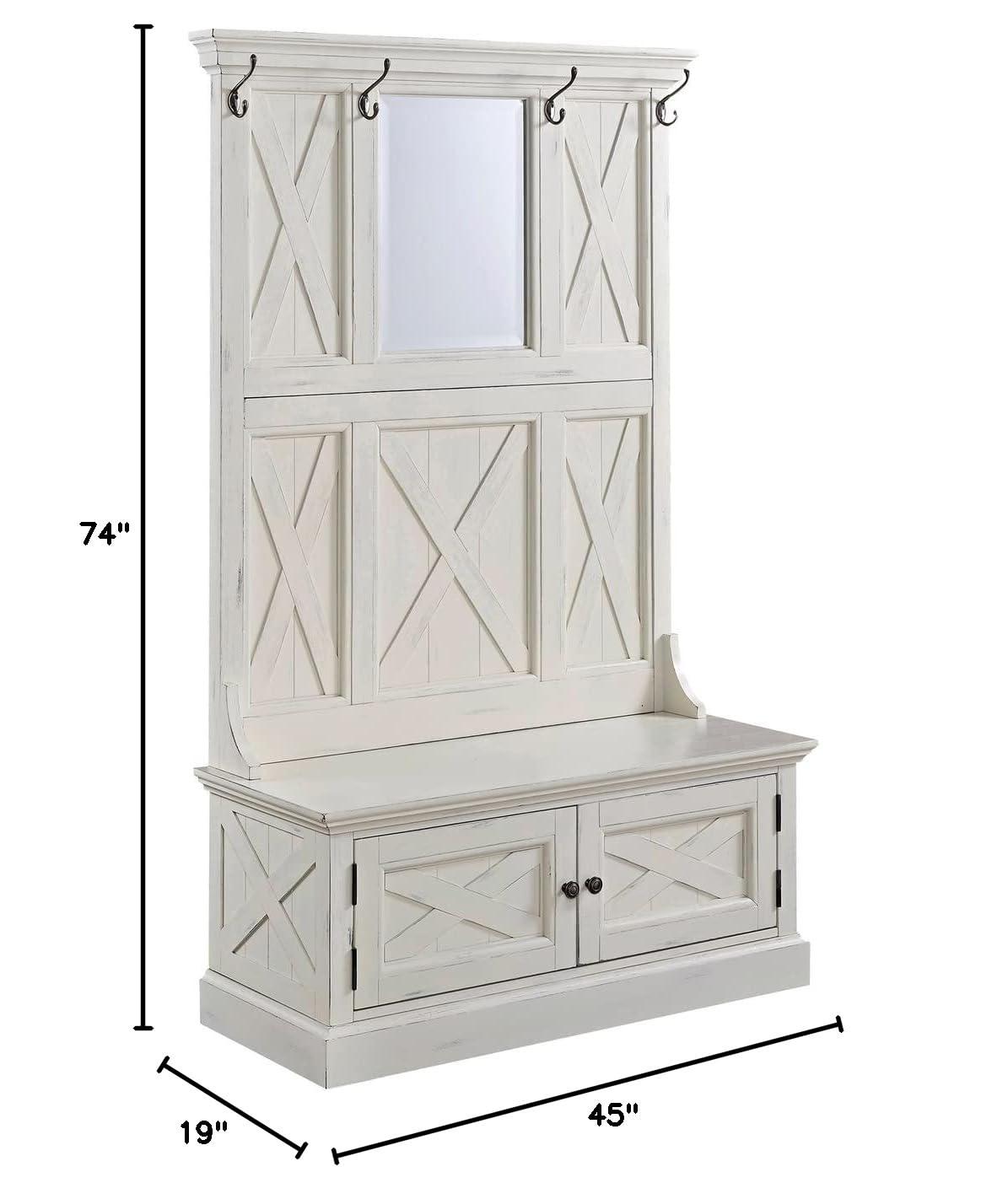 Seaside Lodge Hall Tree White - Home Styles: Mudroom Storage with Bench & Coat Hooks