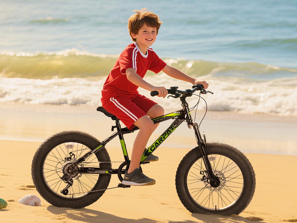Mountain Bike 20 inch Wheels Fat Tire Bike,4" Wide Fat Tire Snow Mountain Bike ,7 Speed Teenager Children Kids' Bicycles