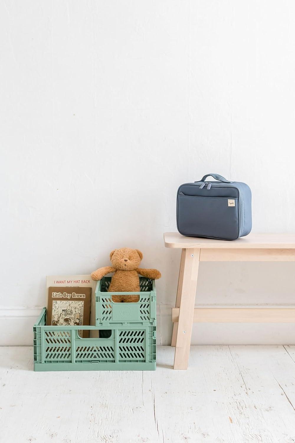 3 Sprouts Rectangular Recycled Plastic Foldable Crate (Large Size) - Green