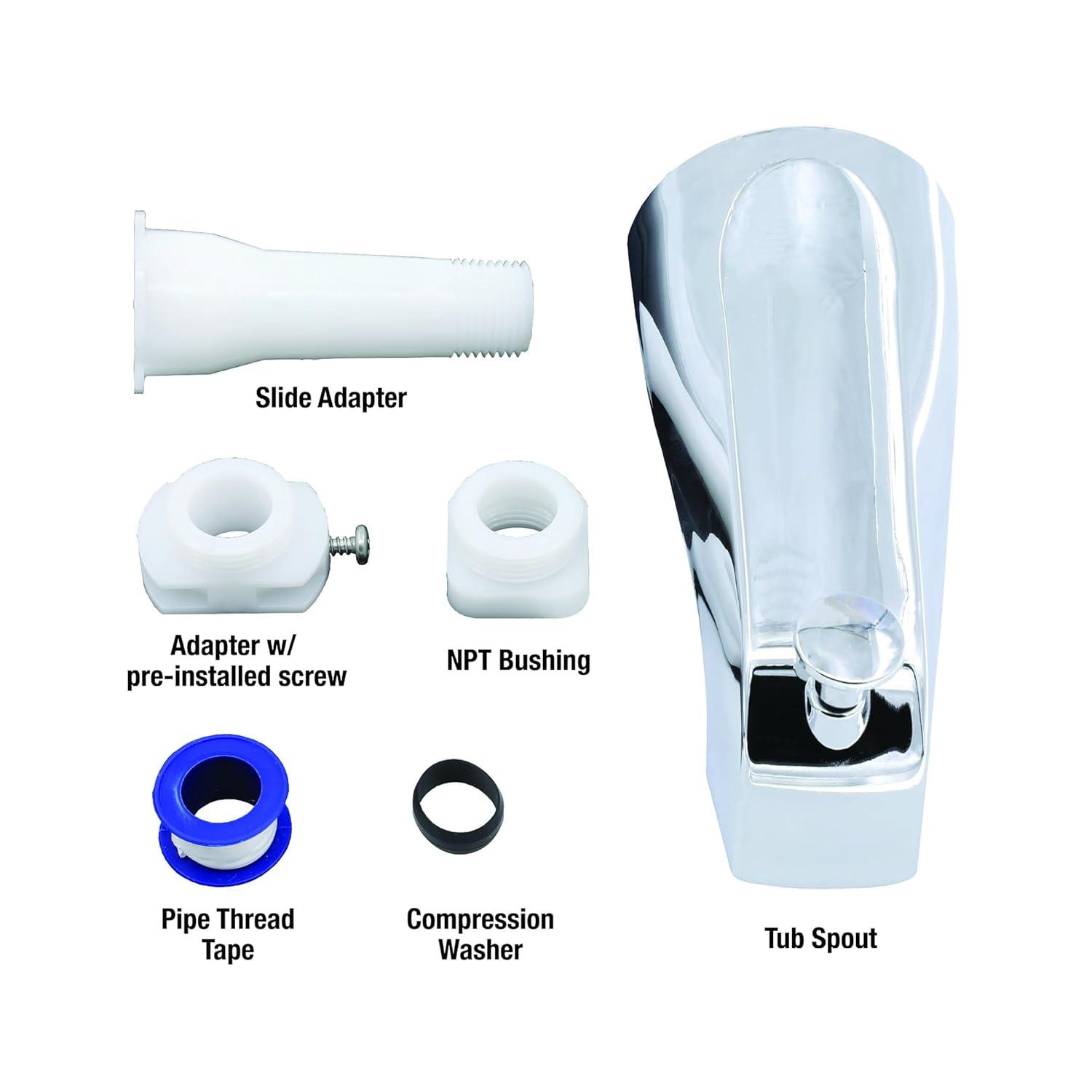 DANCO 88703 Tub Spout with Diverter, Chrome Finish, 1-Pack