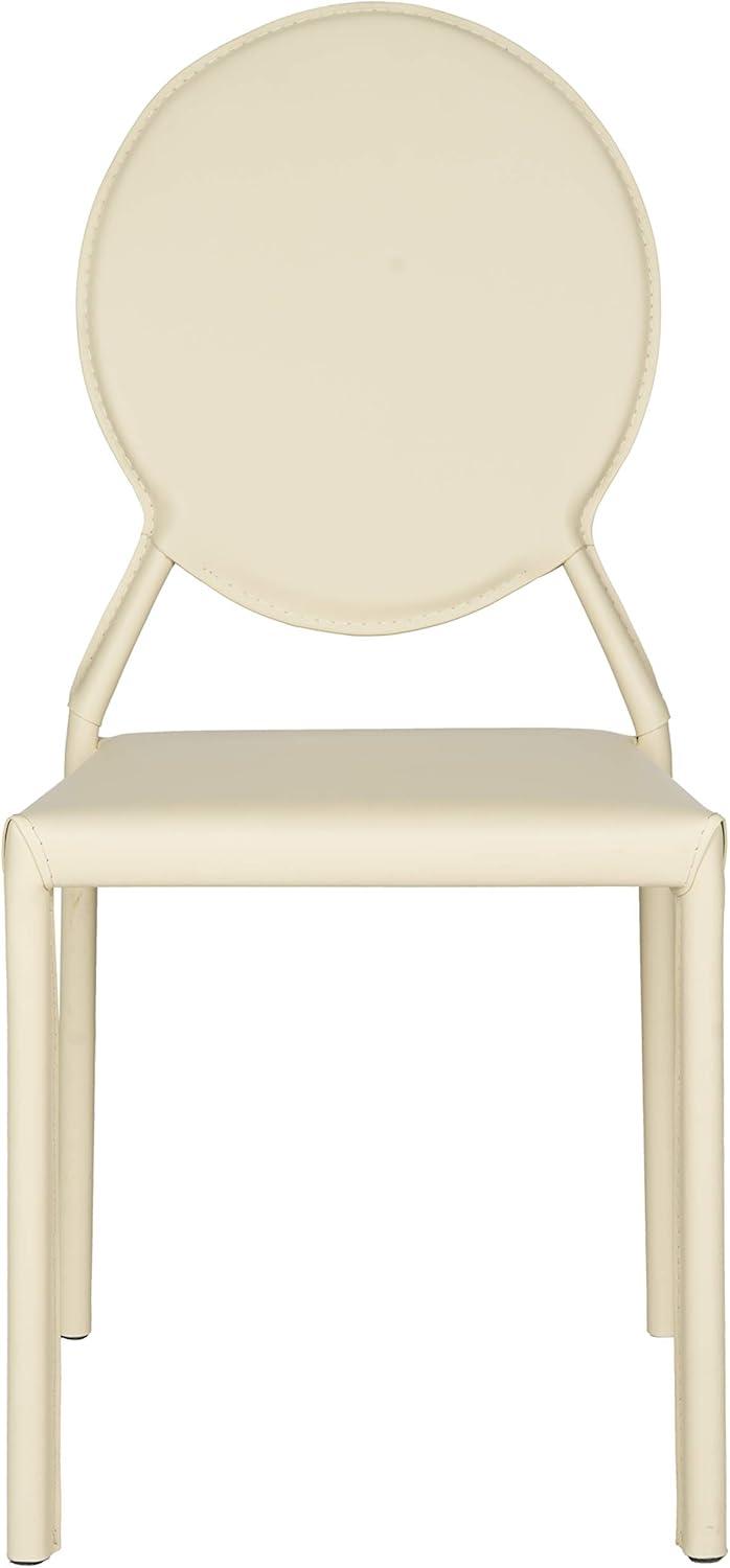 Butter Cream Upholstered Leather Side Chair, 37" Height