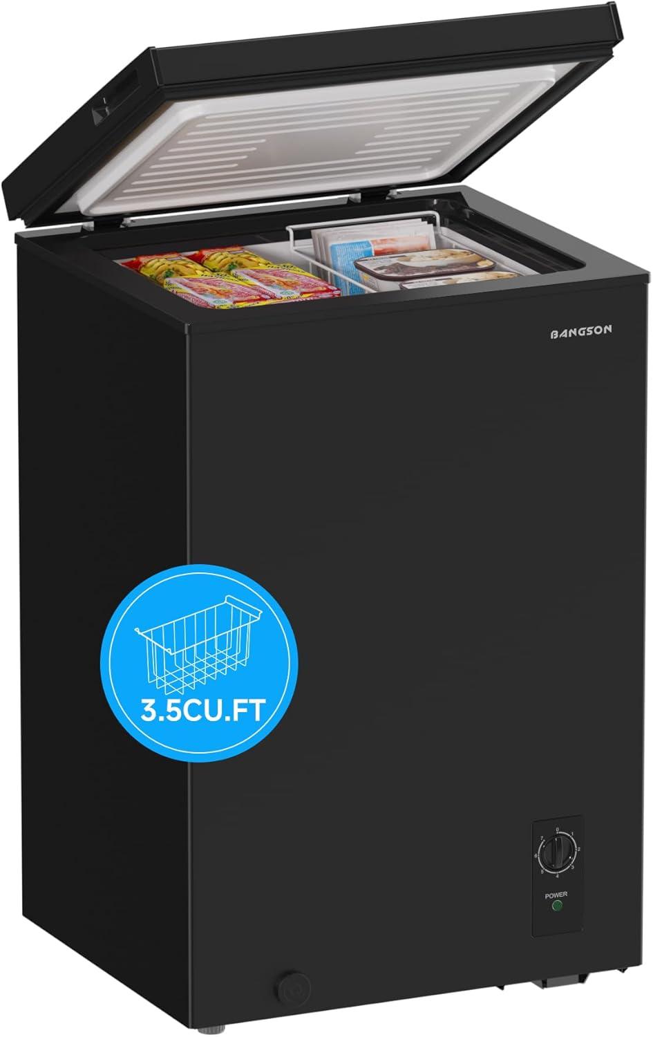 BANGSON 7.0 Cu.Ft Chest Freezer, Deep Freezer with Adjustable Thermostat, Top Open Door Freezer with Removable Basket
