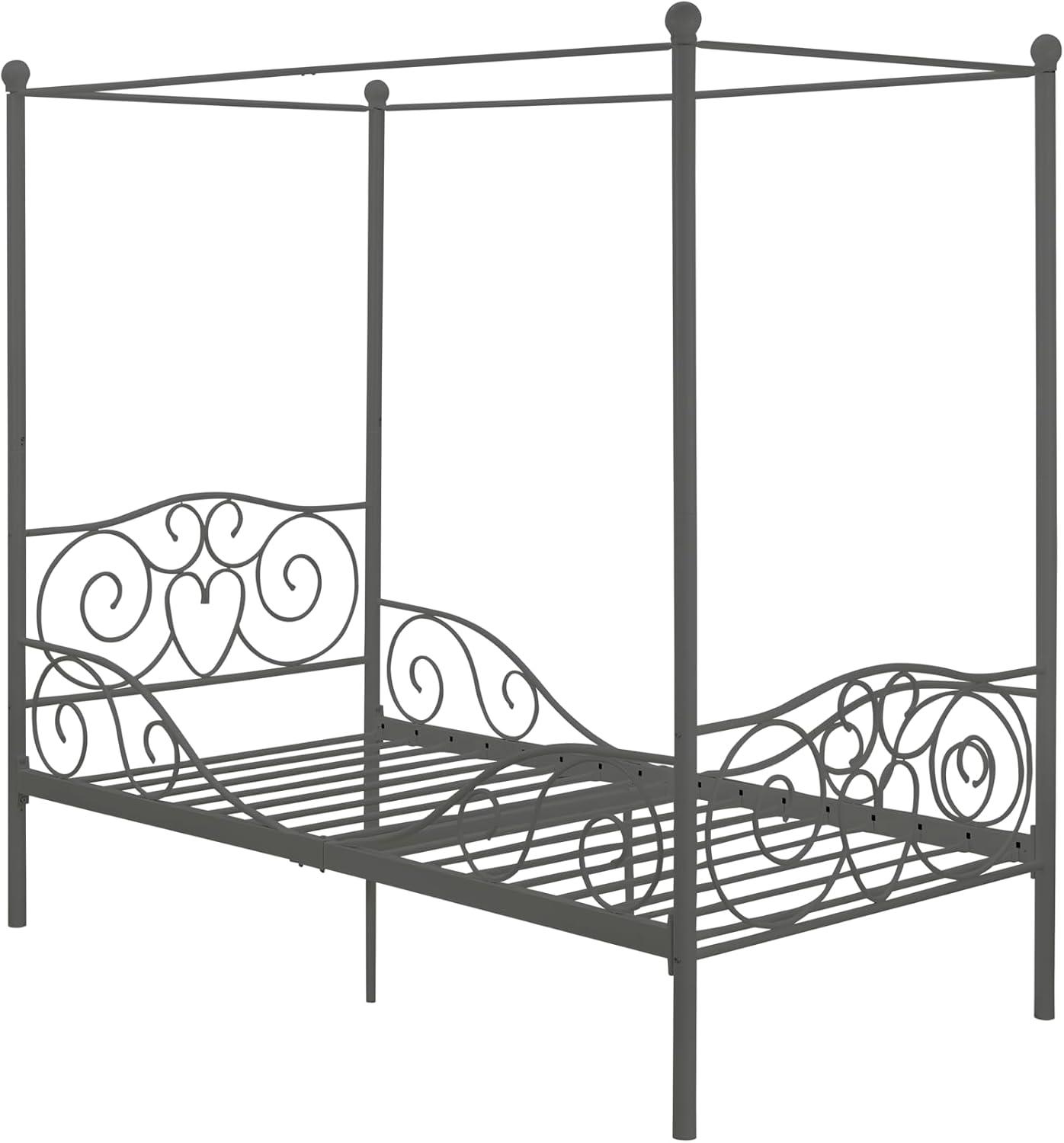 DHP 4020959 Sturdy Bed Frame, Twin, Pewter