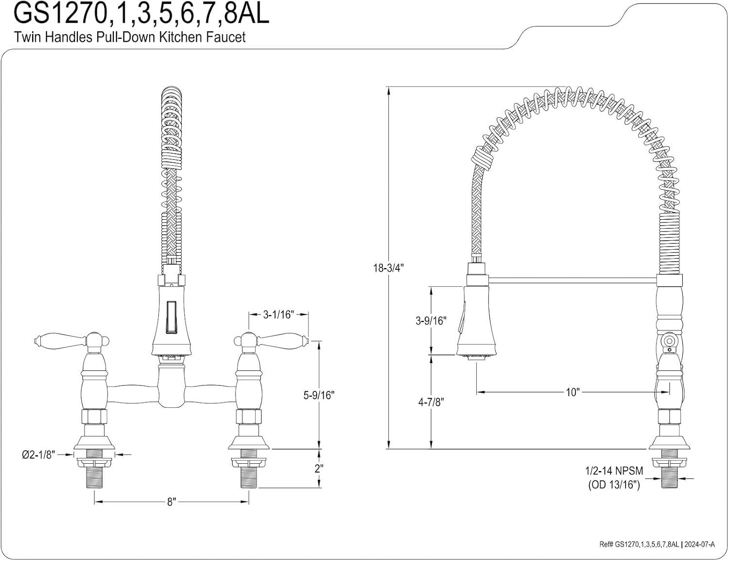 Heritage Brushed Nickel Double-Handle Pull-Down Sprayer Kitchen Faucet