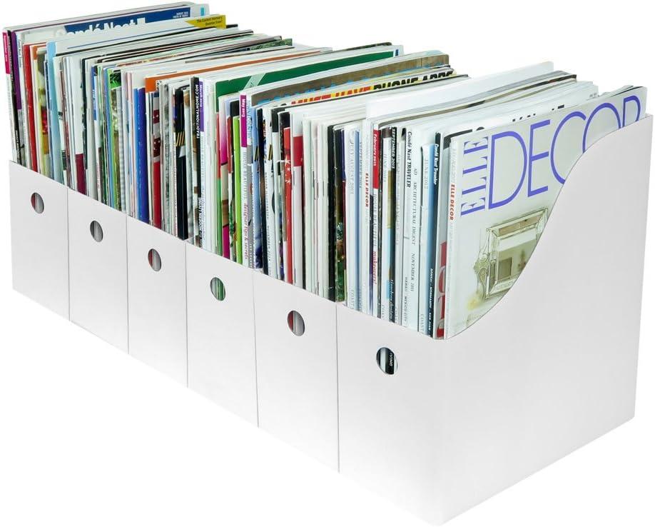 Evelots 6 Pack Magazine File Holder Organizer-4 Inch Wide-White-With Labels